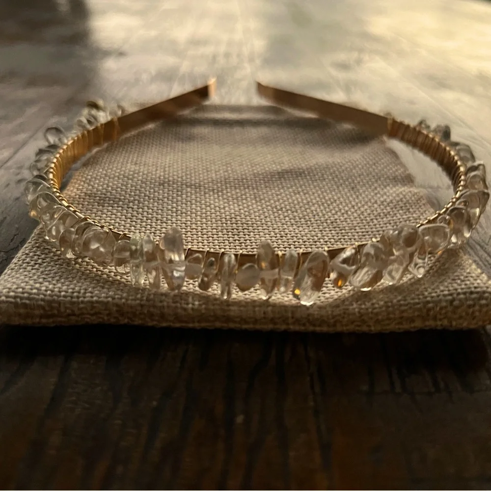 Genuine Clear Quartz Chip Headband Clear Quartz Headband Gemstone Headband